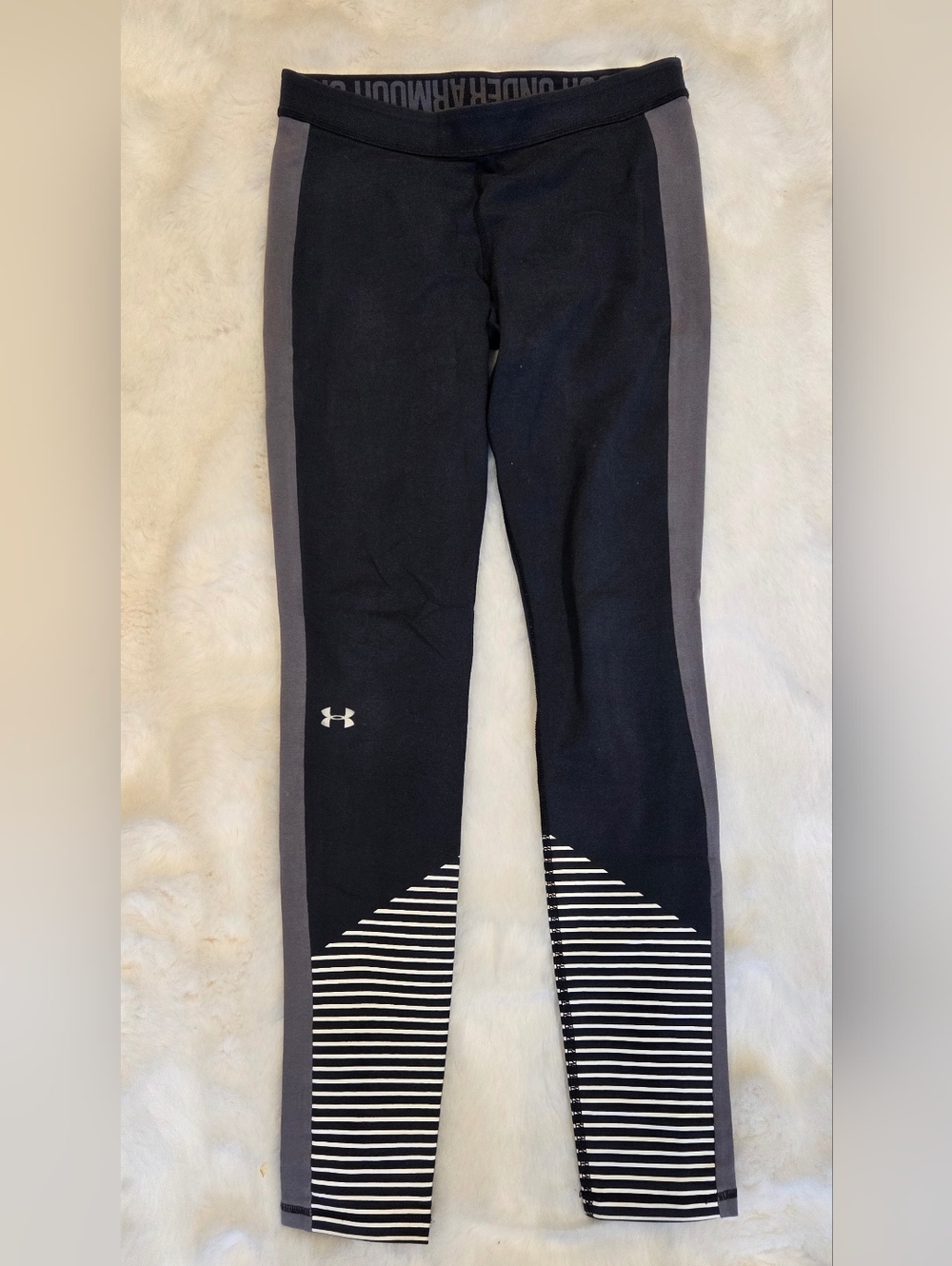Under Armour Black & Gray Striped Leggings